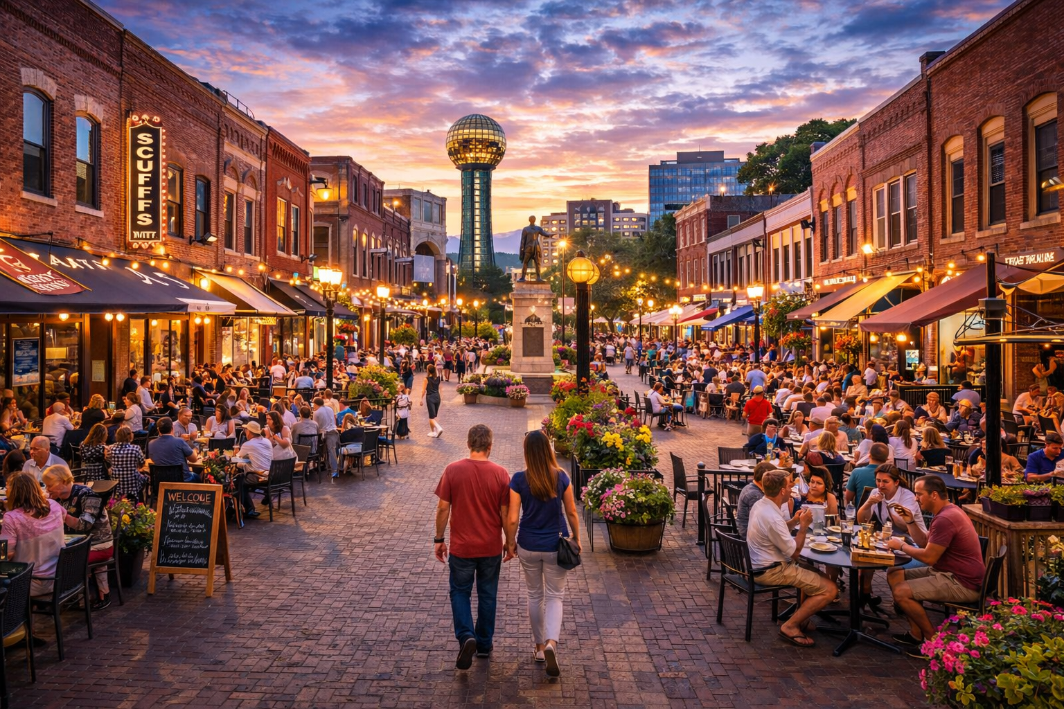 Twilight in Market Square, Knoxville